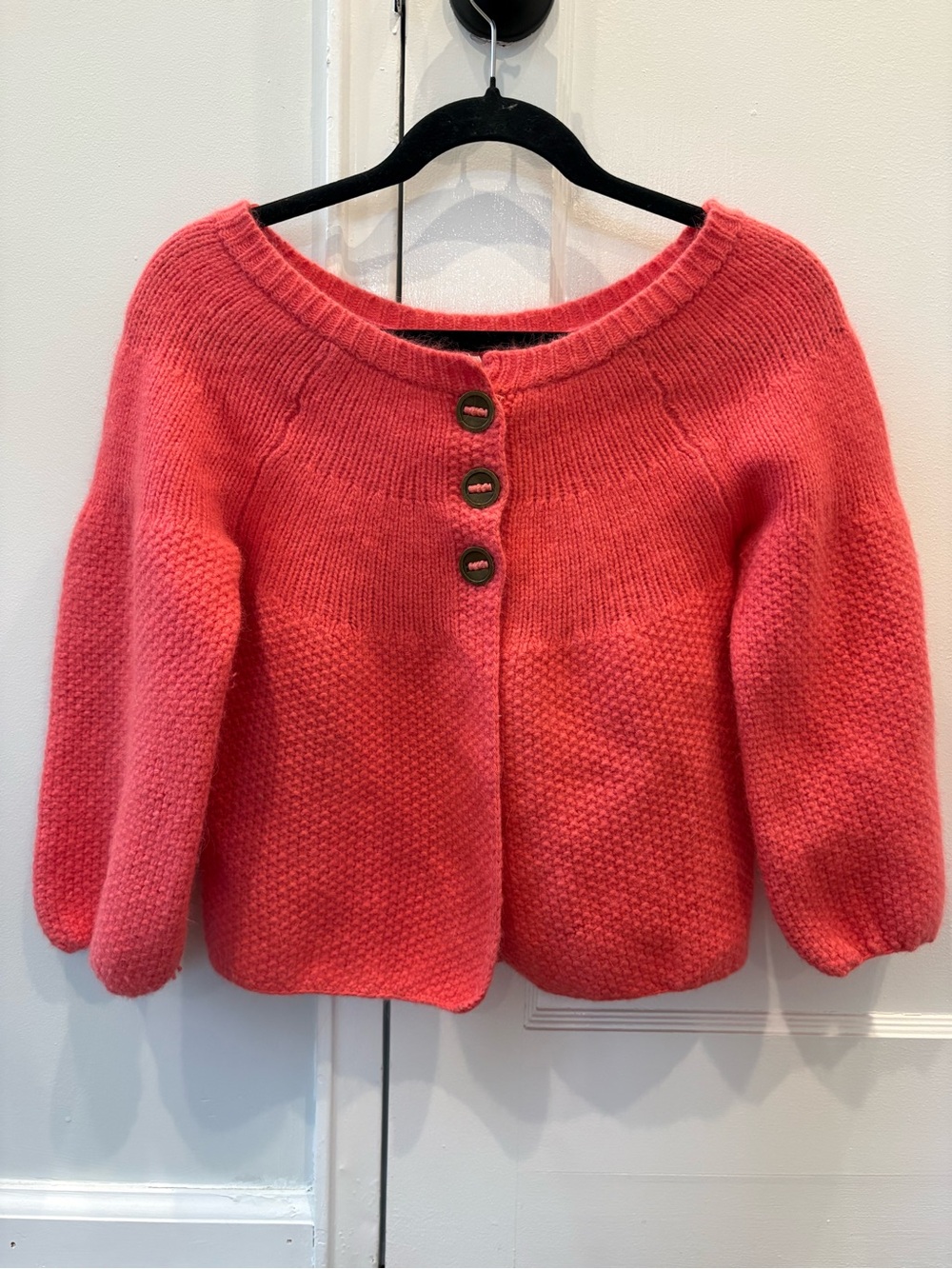 Free People Pink Fuzzy Lambswool Angora Knit Button Cardigan Sweater Womens XS